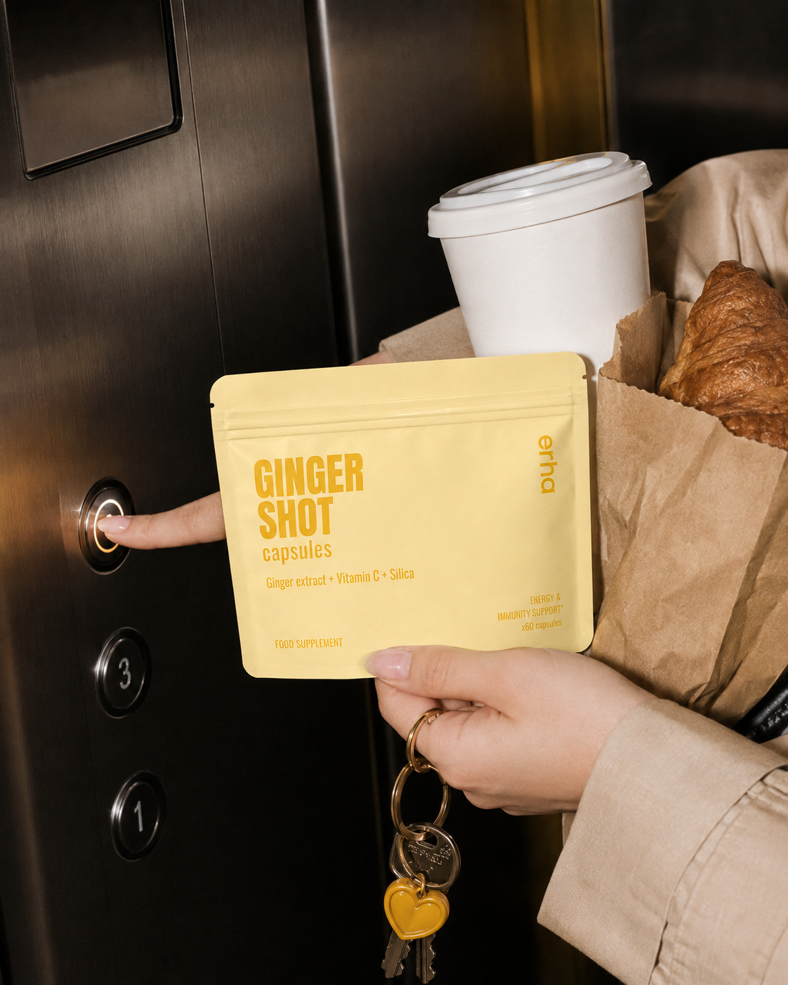 erha pouch on a busy morning