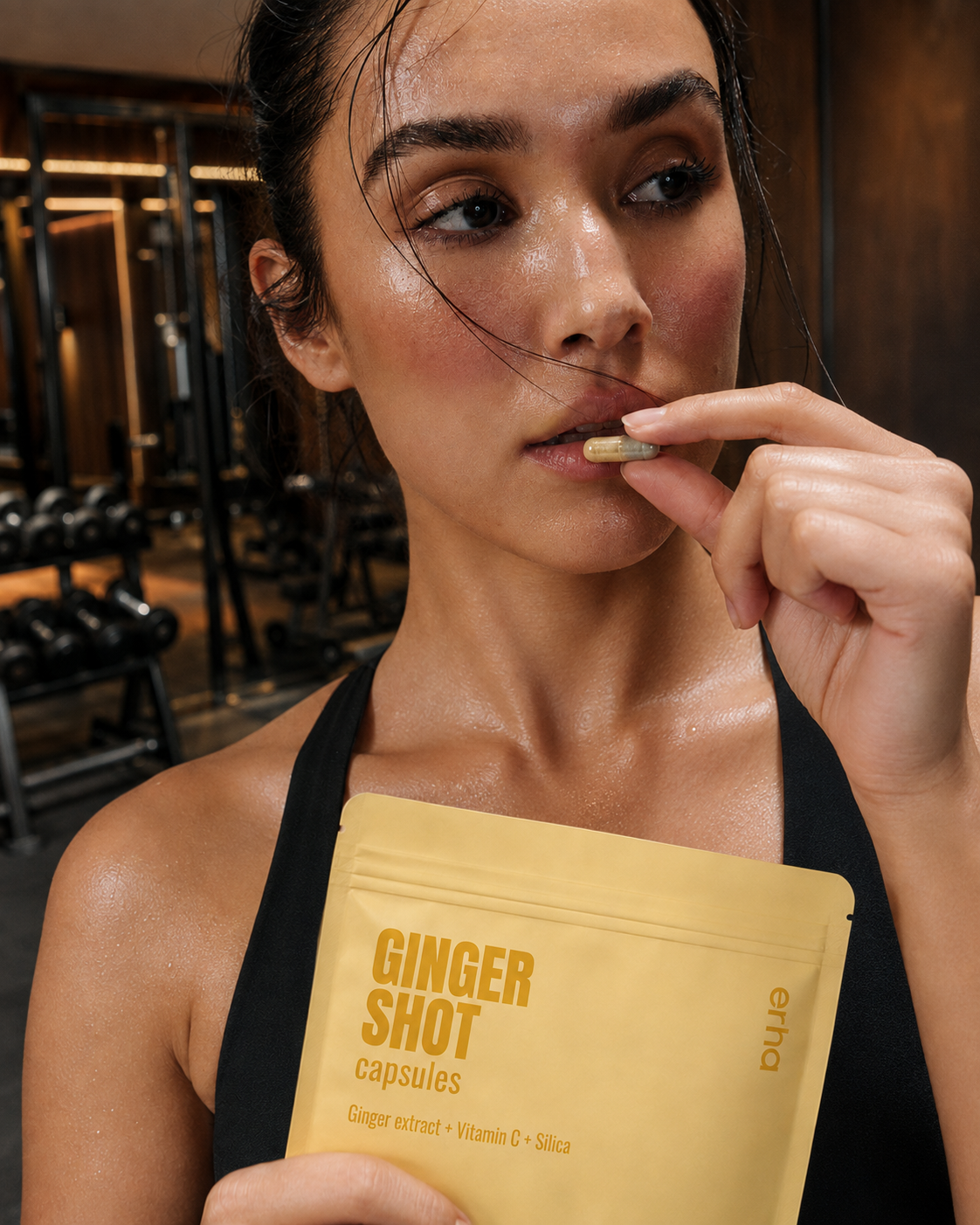 erha pouch after a gym session